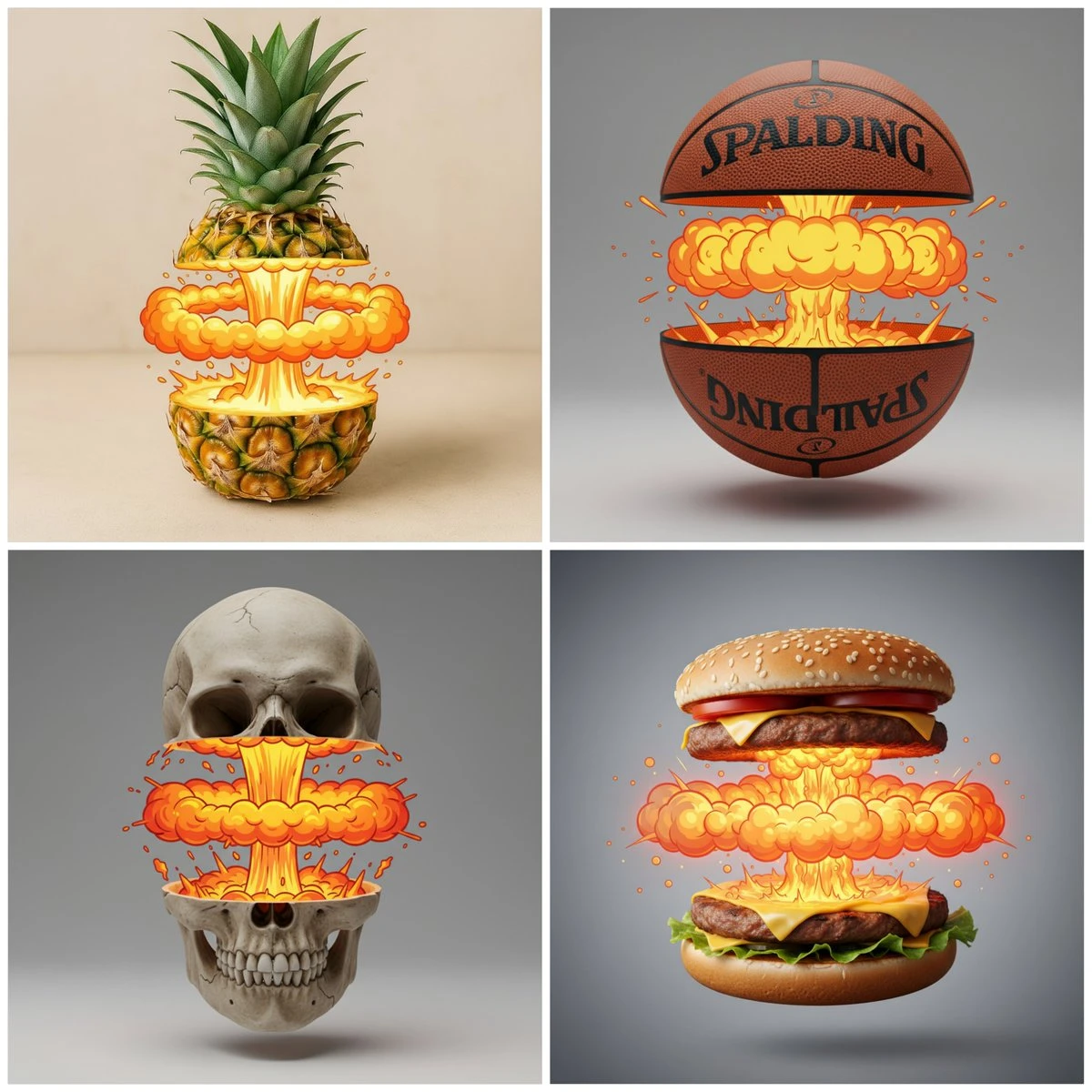 Cut objects with cartoon explosion