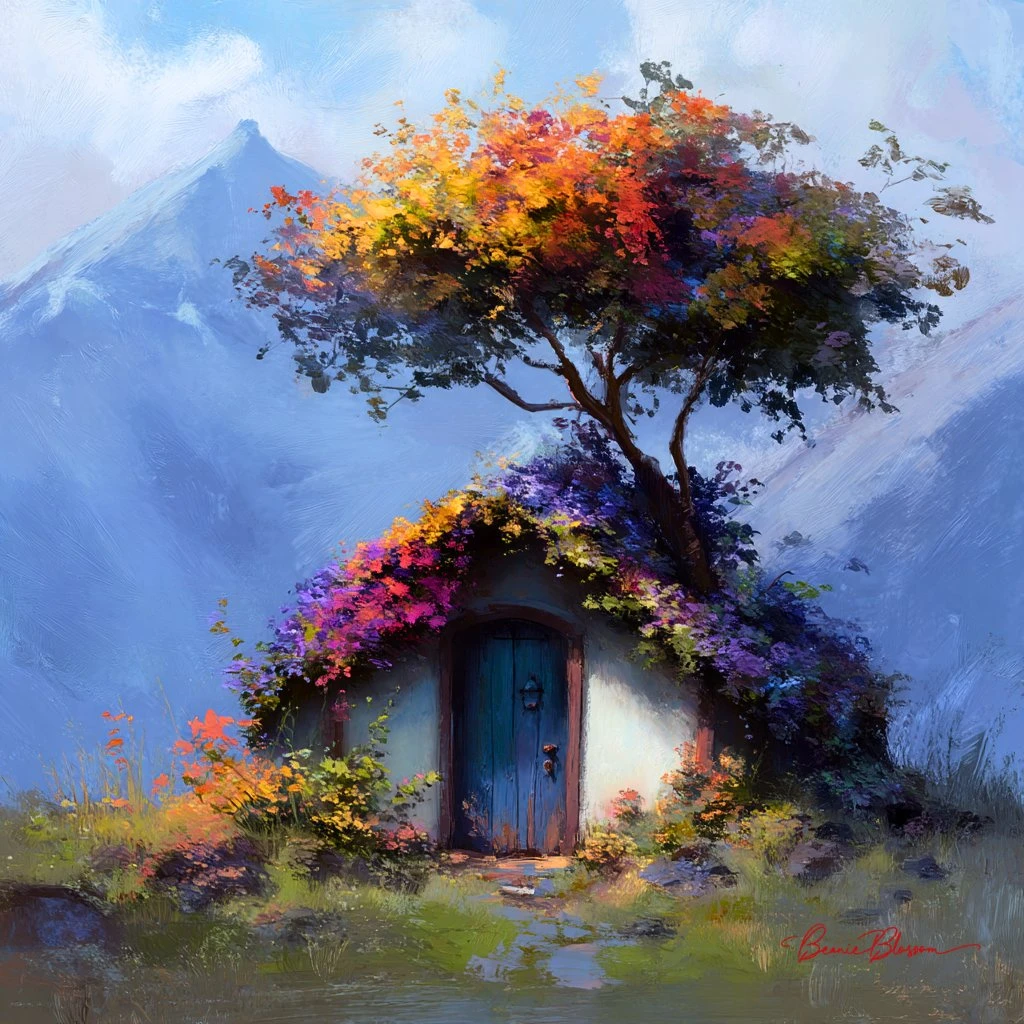 Small House Made of Fresh Flowers