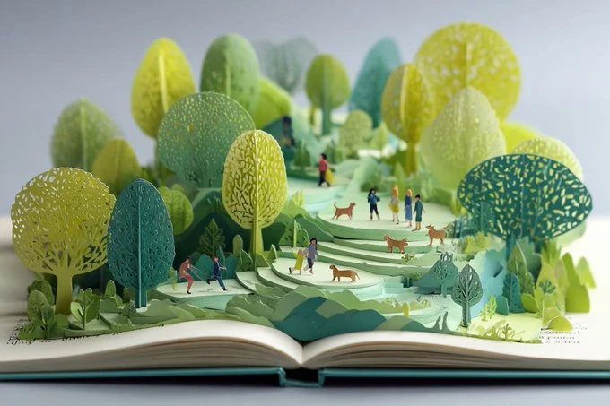 3D pop-up book illustration
