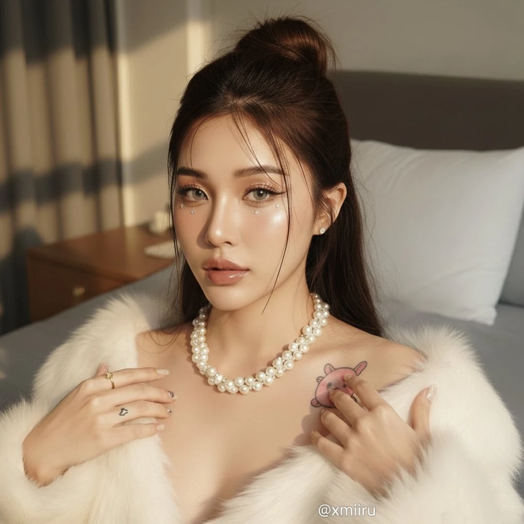 Fair-skinned beautiful woman bathing in morning light