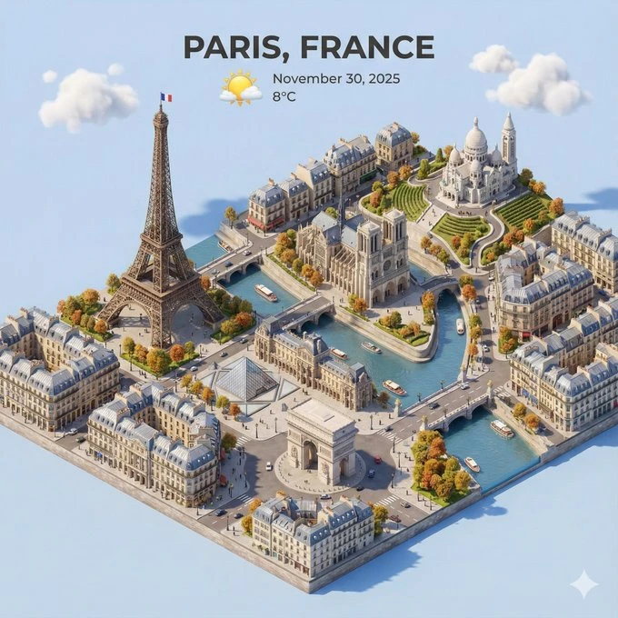 City top-down isometric 3D cartoon miniature scene